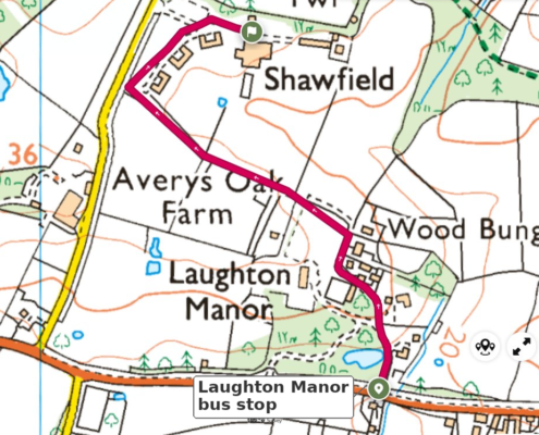 Bus stop to Shawfield map